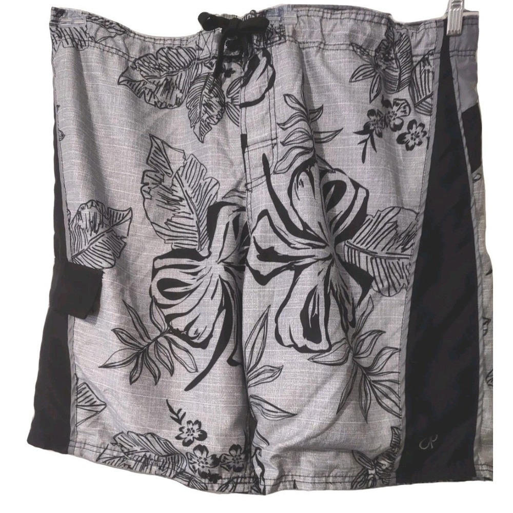 OP Swimsuit XL Mens 40/42 Bathing Suit Swimwear Swim Shorts Trunks Tropical Gray